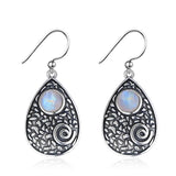 925 Silver Moonstone Charoite Drop Earrings Wedding Party