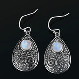 925 Silver Moonstone Charoite Drop Earrings Wedding Party