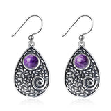 925 Silver Moonstone Charoite Drop Earrings Wedding Party