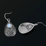925 Silver Moonstone Charoite Drop Earrings Wedding Party
