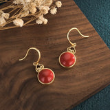 Vintage Style Earrings with Hotan Jade & Agate Inlay