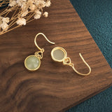 Vintage Style Earrings with Hotan Jade & Agate Inlay