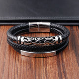Stylish Stainless Steel Men's Leather Bracelet