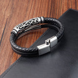 Stylish Stainless Steel Men's Leather Bracelet