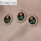 Retro Rose Flower Pearl Alloy Pendant Jewelry Making Accessories