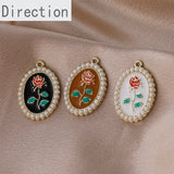 Retro Rose Flower Pearl Alloy Pendant Jewelry Making Accessories
