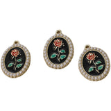 Retro Rose Flower Pearl Alloy Pendant Jewelry Making Accessories