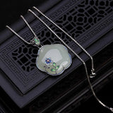 Retro Style S925 Silver Hetian Jade Plum Blossom Pendant