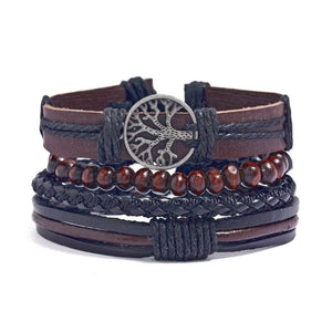 Tiger Eye Stone Beads Leather Multi-layer Bracelet