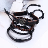 Tiger Eye Stone Beads Leather Multi-layer Bracelet