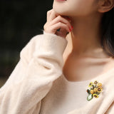 Sunflower Vase Brooches For Woman Autumn Winter Party Accessory