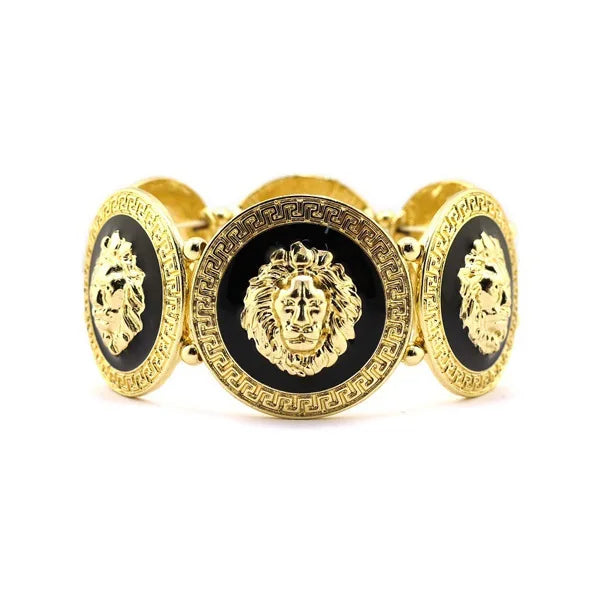 Retro Alloy Lion Head Bracelet Elastic Cord Unisex Jewelry