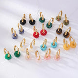 Retro Hoop Earrings with Natural Stone Beads
