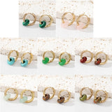 Retro Hoop Earrings with Natural Stone Beads
