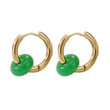 Retro Hoop Earrings with Natural Stone Beads