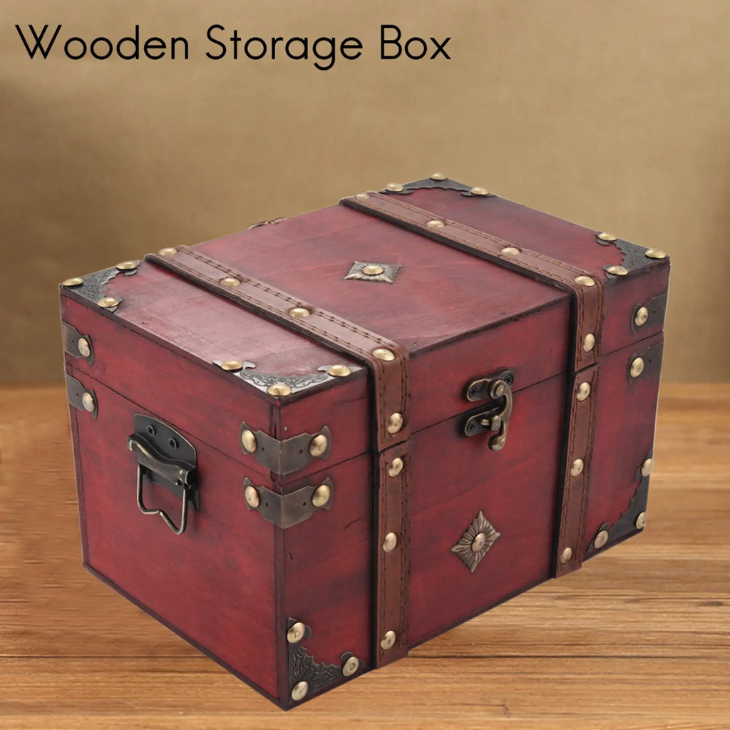 Vintage Wooden Storage Box Antique Style Jewelry Organizer Trinket Box