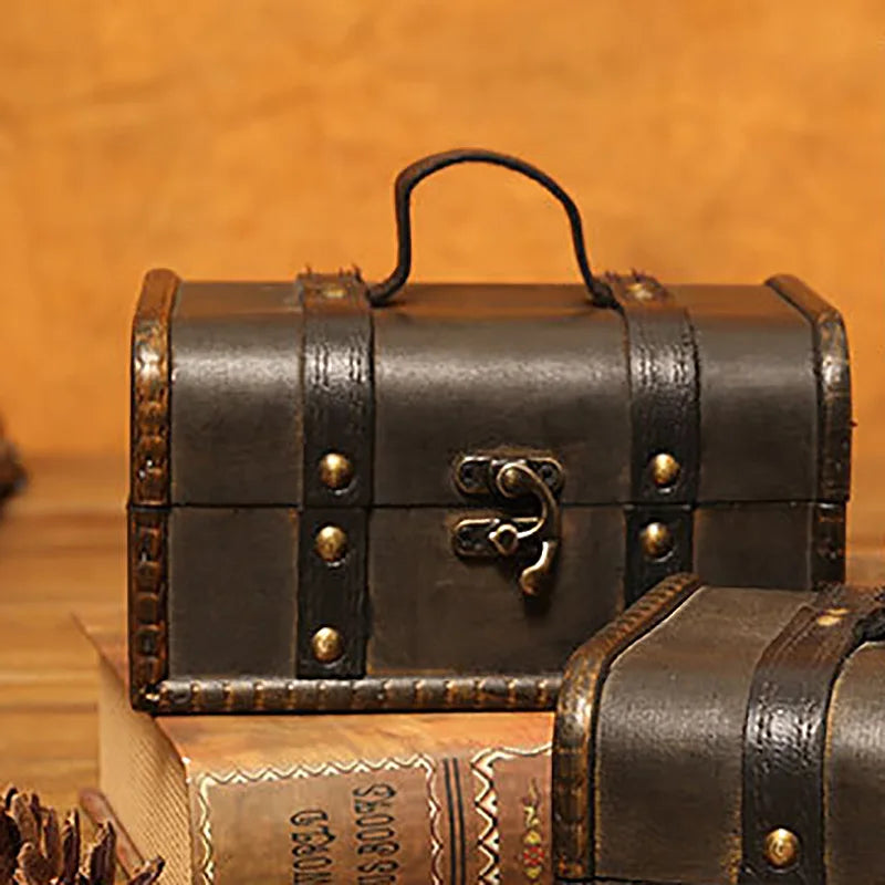 Vintage Wooden Storage Box Antique Style Jewelry Organizer