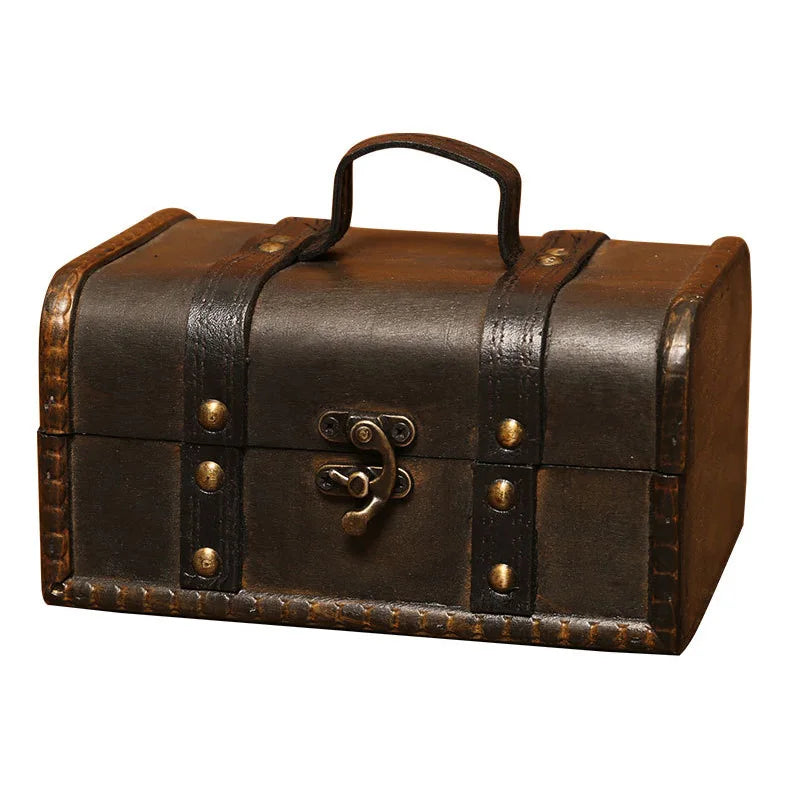 Vintage Wooden Storage Box Antique Style Jewelry Organizer