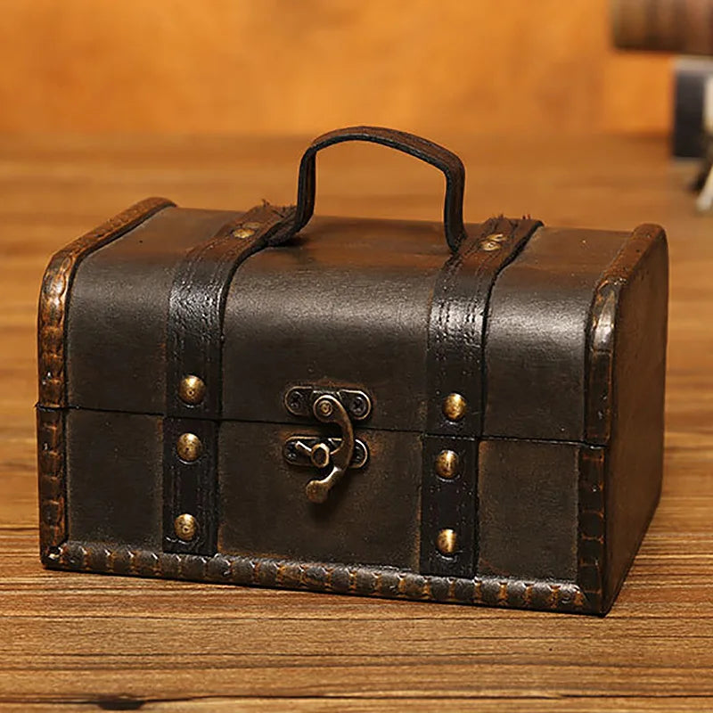 Vintage Wooden Storage Box Antique Style Jewelry Organizer