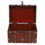 Vintage Wooden Treasure Chest with Lock Antique Style Jewelry Box