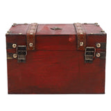 Vintage Wooden Treasure Chest with Lock Antique Style Jewelry Box