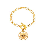 Men's Retro Six-Pointed Star Pendant Thick Chain Bracelet