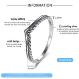 Retro V Shape Vines Finger Rings S925 Sterling Silver for Women Men
