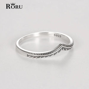 Retro V Shape Vines Finger Rings S925 Sterling Silver for Women Men