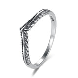 Retro V Shape Vines Finger Rings S925 Sterling Silver for Women Men