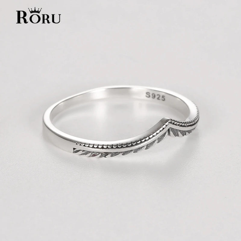 Retro V Shape Vines Finger Rings S925 Sterling Silver for Women Men