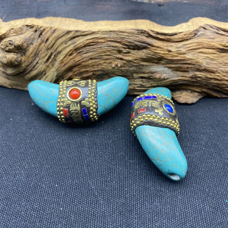 Verdigris Patina Copper Elephant Buddha Horn Charms Pendants