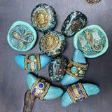 Verdigris Patina Copper Elephant Buddha Horn Charms Pendants