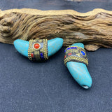 Verdigris Patina Copper Elephant Buddha Horn Charms Pendants