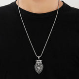 Viking Shield Flying Eagle Wolf Head Pendant Necklace