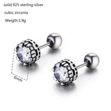 925 Silver CZ Crown Stud Earrings