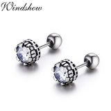 925 Silver CZ Crown Stud Earrings