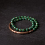 Red Stone Copper African Green Beaded Couple Bracelets