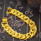 Retro Vintage 24K Plated Copper Cuban Men's Bracelet Hip Hop Party Jewelry