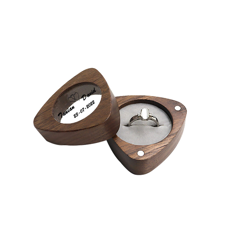 Vintage Wooden Ring Box Necklace Earrings Storage