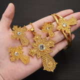 Retro Zircon Cross Pendant Set African Arab Jewelry