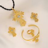 Retro Zircon Cross Pendant Set African Arab Jewelry