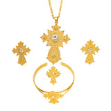 Retro Zircon Cross Pendant Set African Arab Jewelry