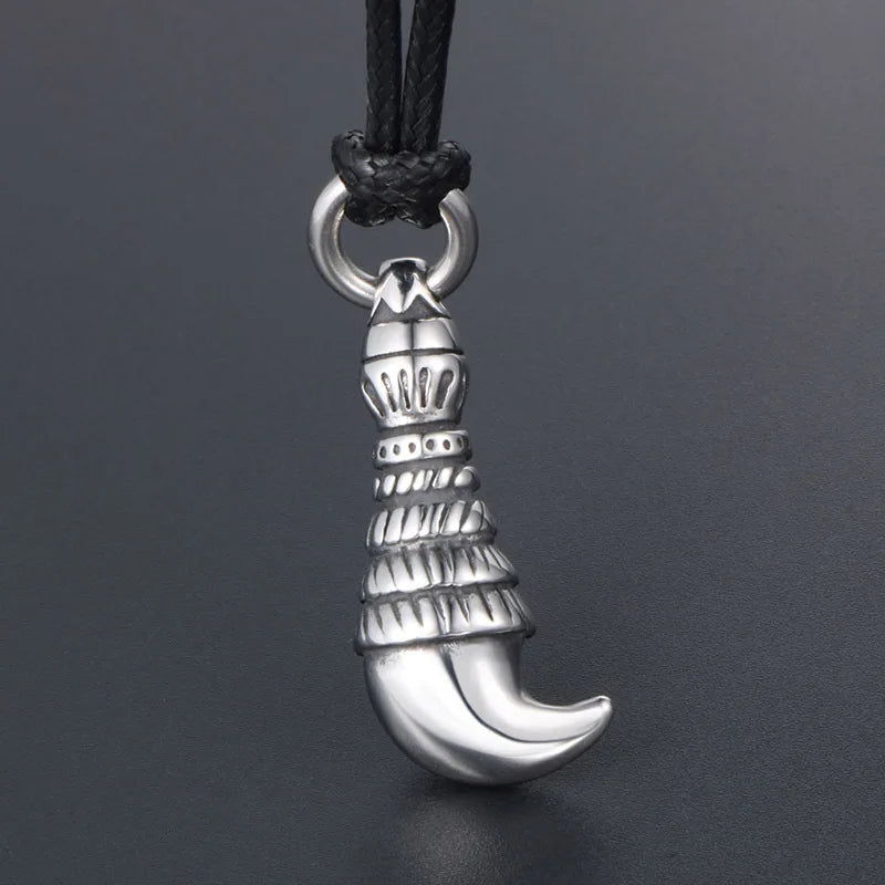 Retro Wolf Tooth Animal Pendant Silver Titanium Steel Pendant Men's