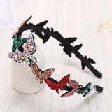 Retro Women Butterfly Headband Czech Crystal Non-slip Border Girl Hairpin