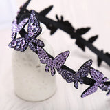 Retro Women Butterfly Headband Czech Crystal Non-slip Border Girl Hairpin