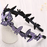 Retro Women Butterfly Headband Czech Crystal Non-slip Border Girl Hairpin