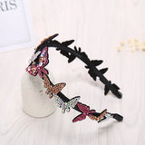 Retro Women Butterfly Headband Czech Crystal Non-slip Border Girl Hairpin
