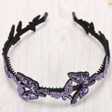 Retro Women Butterfly Headband Czech Crystal Non-slip Border Girl Hairpin