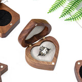 Retro Wood Couple Rings Box Jewelry Organizer Packaging Wooden Heart
