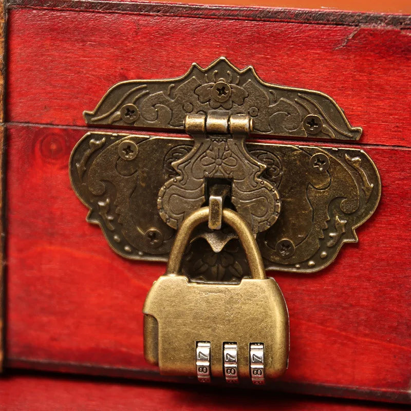 Vintage Wood Jewelry Storage Box with Lock